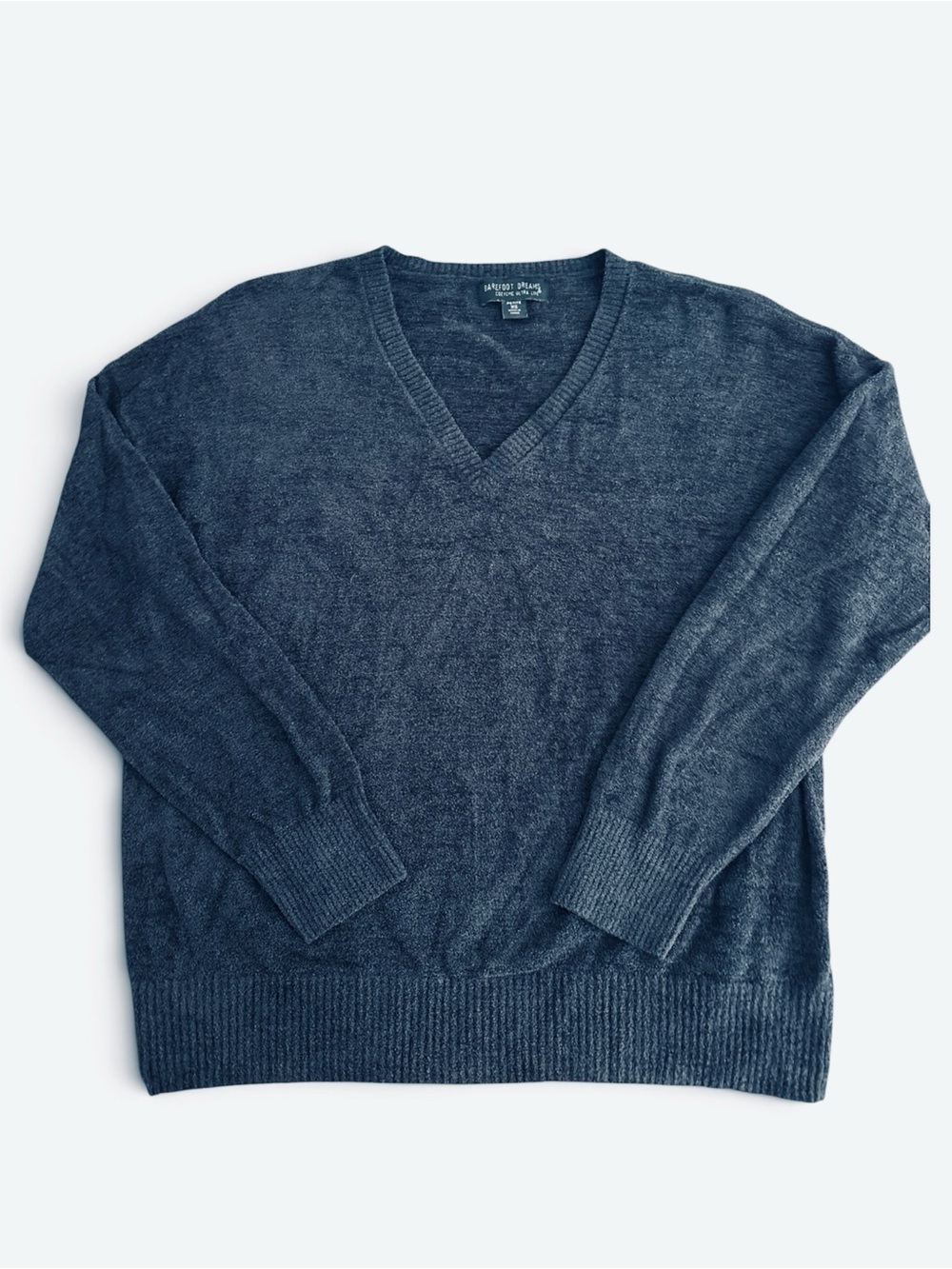 Barefoot Dreams Dark Navy V-Neck Soft Sweater Size Small